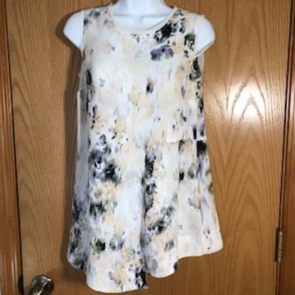 NWOT Simply Vera Wang Airy Sleeveless Abstract Watercolor Floral Top XS Small